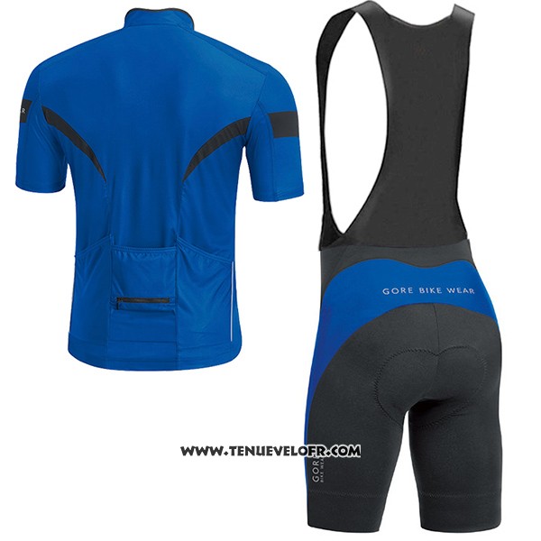 2017 Maillot Ciclismo Gore Bike Wear Power Bleu Manches Courtes et Cuissard